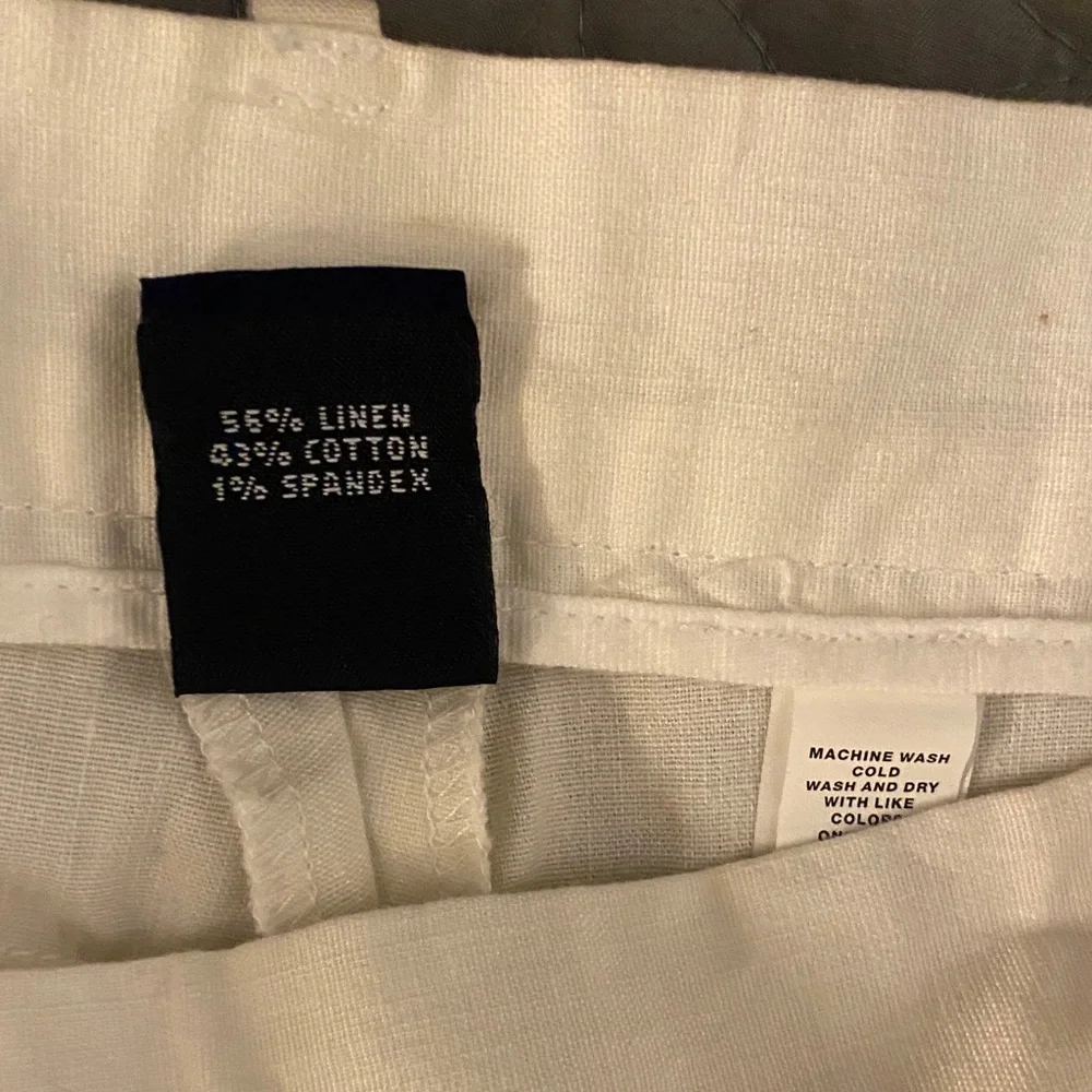 GAP white Linen wide leg cuffed trousers - Picture 11 of 14